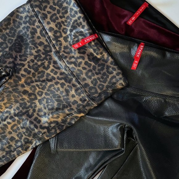 Spanx Leggings Lot of 3 S/P – Leopard, Velvet Merlot & Croc Faux Leather EUC - Picture 4 of 6
